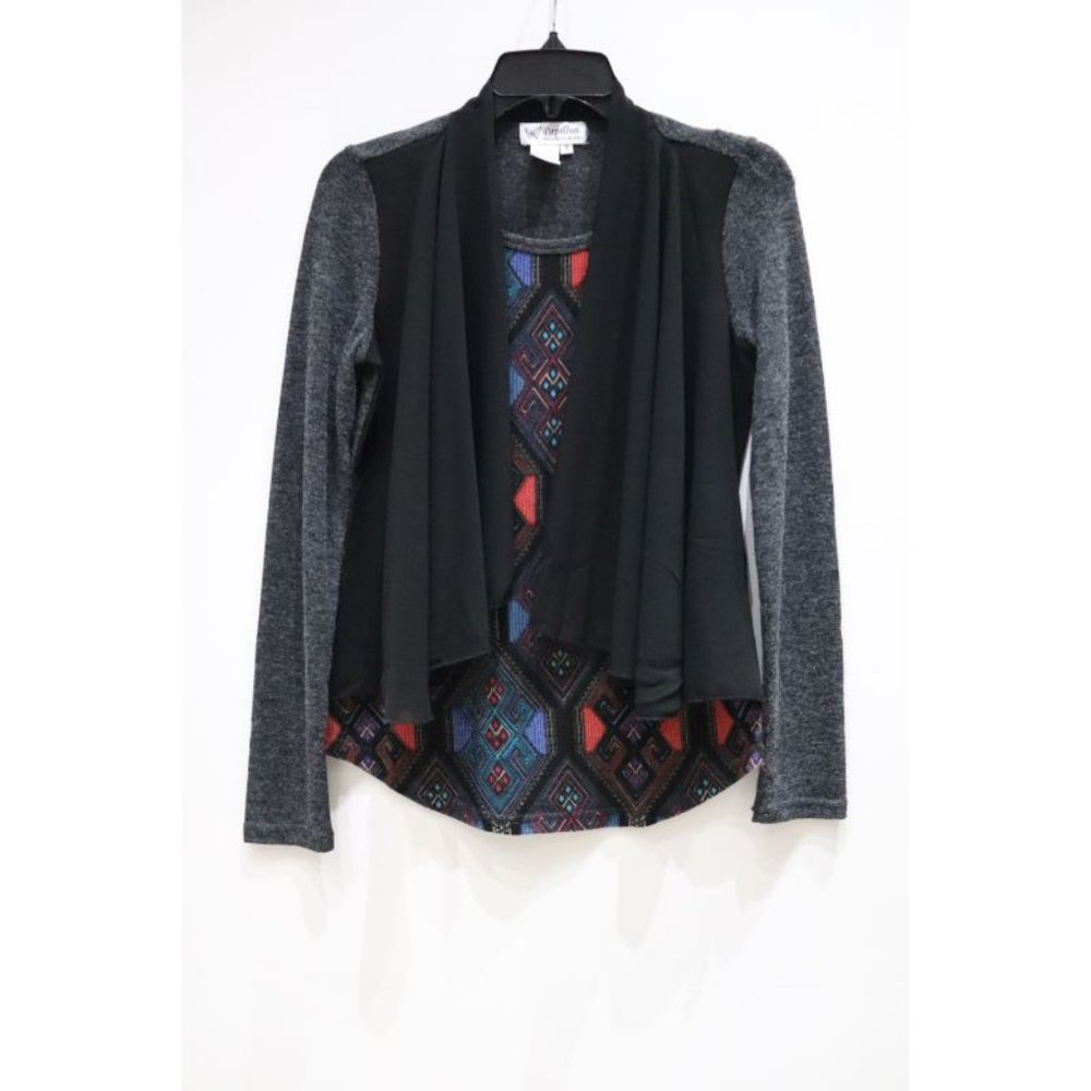 Papillon‎ women's layered long sleeve blouse S